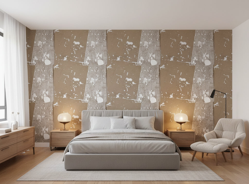 Medici Real Cork Stripe | Phillipe Romano - bedroom room setting