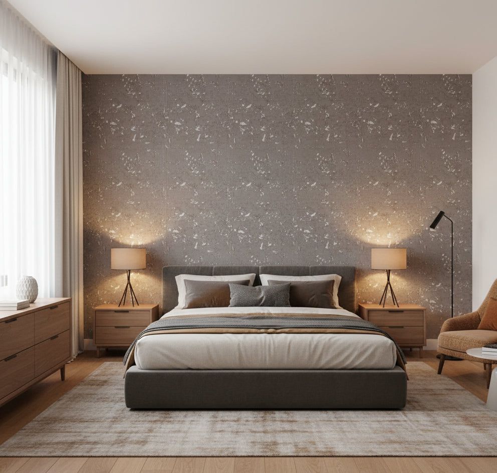 Medici Real Cork Stripe | Phillipe Romano - bedroom room setting