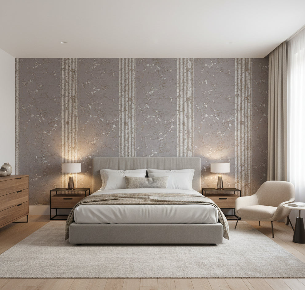 Medici Real Cork Stripe | Phillipe Romano - bedroom room setting