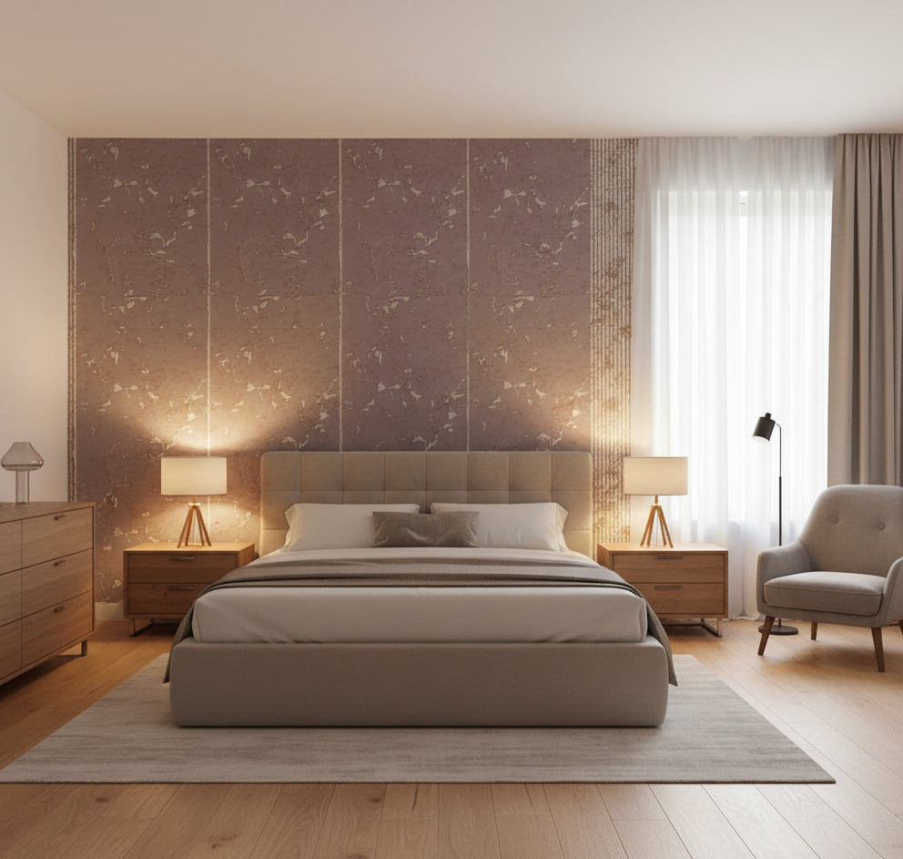 Medici Real Cork Stripe | Phillipe Romano - bedroom room setting
