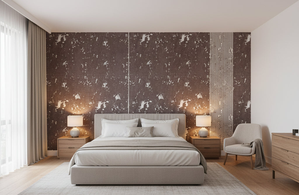 Medici Real Cork Stripe | Phillipe Romano - bedroom room setting