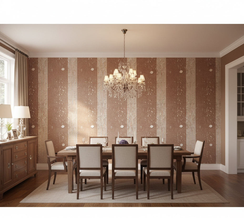 Medici Real Cork Stripe | Phillipe Romano - dining room room setting