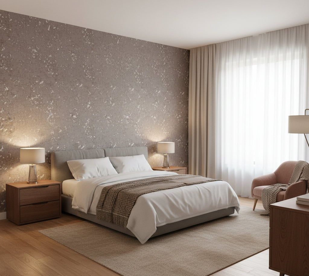 Medici Real Cork Stripe | Phillipe Romano - bedroom room setting