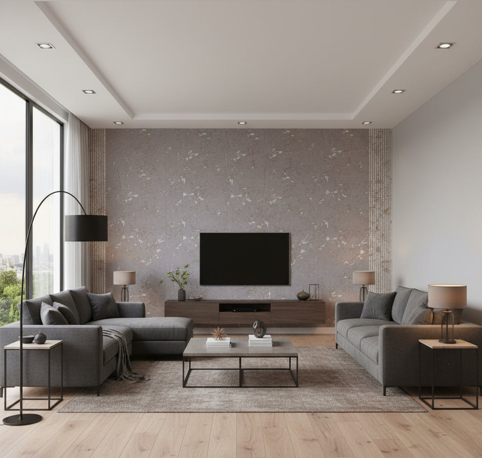 Medici Real Cork Stripe | Phillipe Romano - living room room setting