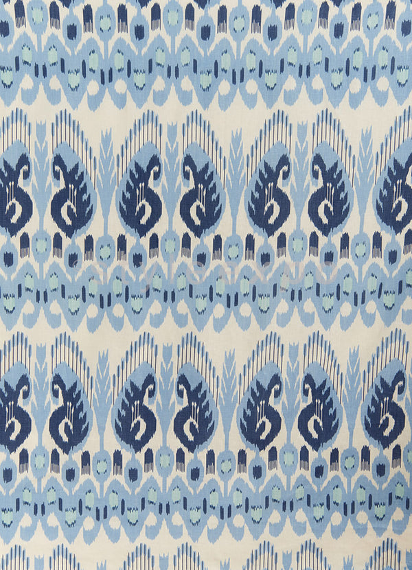 Petra Ikat, Medium Blue / New Blue / Navy on Linen Wallcoverings | Quadrille