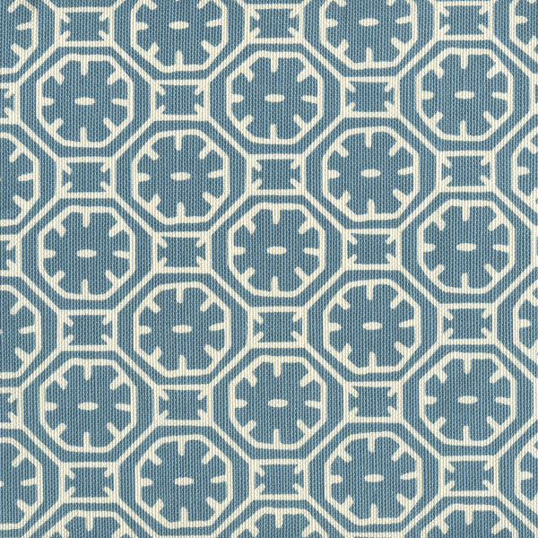 Ceylon Batik Reverse Medium Blue Screen Printed Fabric | China Seas