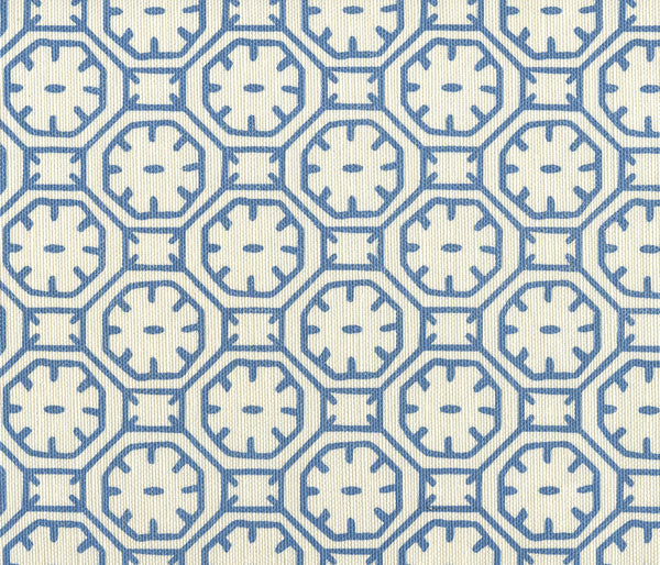 Ceylon Batik Medium Blue on Tint Screen Printed Fabric | China Seas