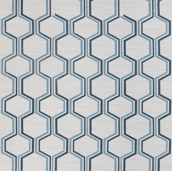 Camino, Medium Blue/Slate on Light Tint Wallcoverings | Quadrille