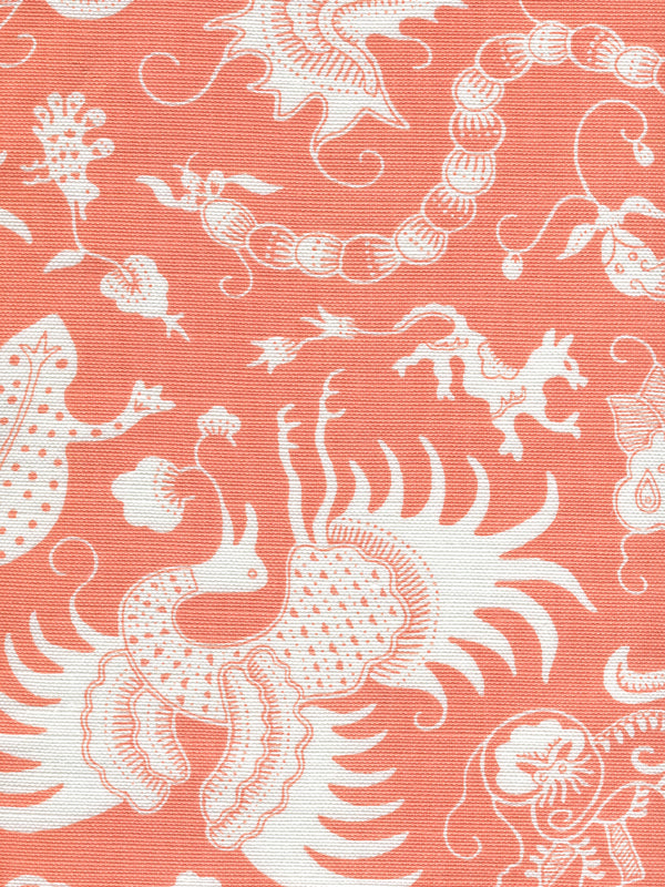 Indramayu Reverse Melon on White Screen Printed Fabric | China Seas