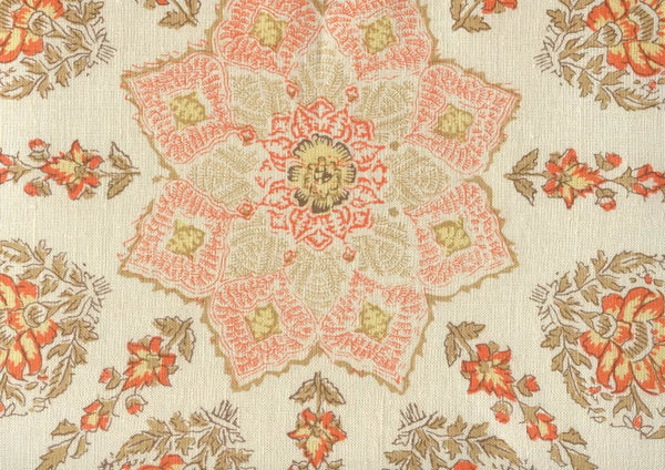 Melon/Camel on Cream Linen Wallcoverings | Home Couture