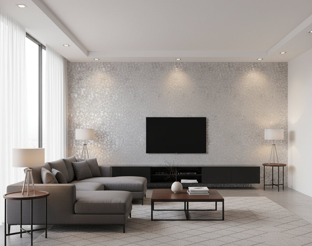 Mica Madness Real Cork Chip s | Phillipe Romano - living room room setting