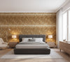 Golden Flakes Mica Wallcovering | Phillipe Romano - bedroom room setting
