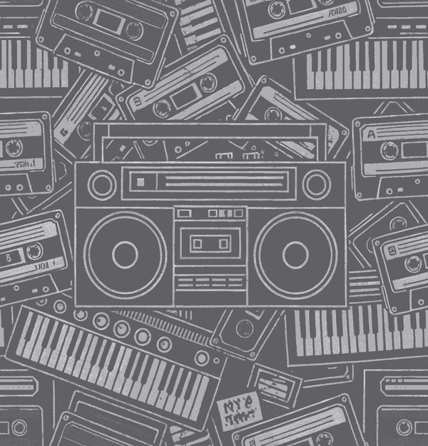 Voltage Ballroom - Gunmetal Fog - Whimsical Wallcoverings
