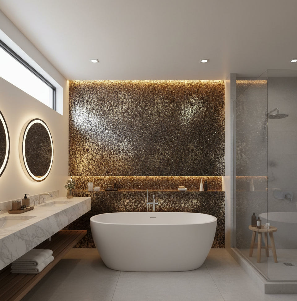 MIllion Dollar MIca Chip | Phillipe Romano - bathroom room setting