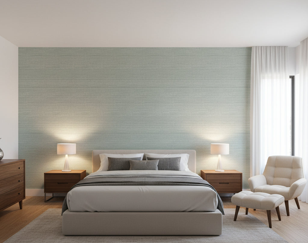Miyago Fine Sisal Aqua | Phillipe Romano - bedroom room setting