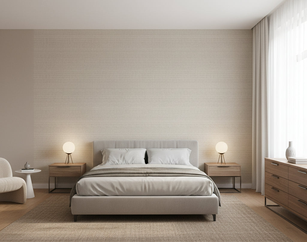 Miyago Fine Sisal Light Taupe | Phillipe Romano - bedroom room setting