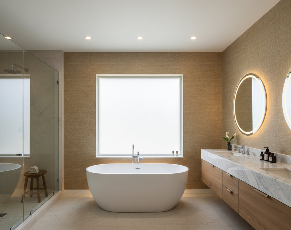 Miyago Fine Sisal - Gold Brown | Phillipe Romano - bathroom room setting