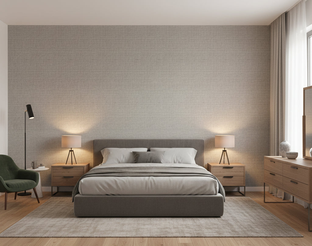 Miyago Fine Sisal - Taupe | Phillipe Romano - bedroom room setting