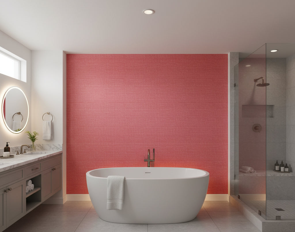Miyago Fine Sisal Pink | Phillipe Romano - bathroom room setting