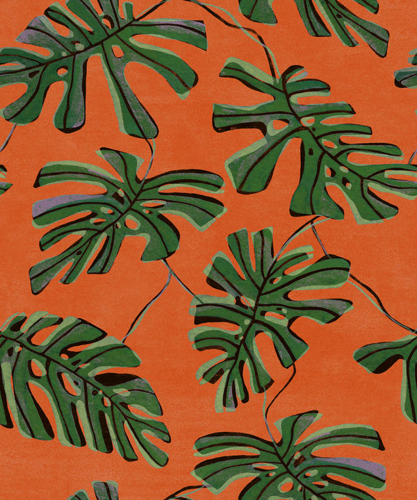 Monstera Naranja Wallcovering | Tres Tintas