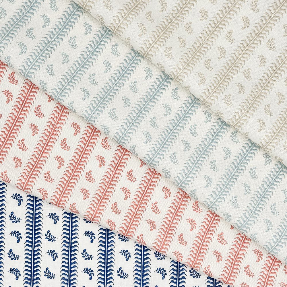 Montclair Stripe, Pale Blue on White Linen