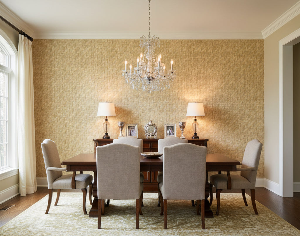 Monterey Grass Basketweave | Phillipe Romano - dining room room setting
