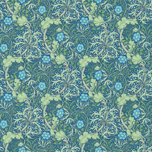 Morris Seaweed Thyme Cobalt Wallcovering | William Morris