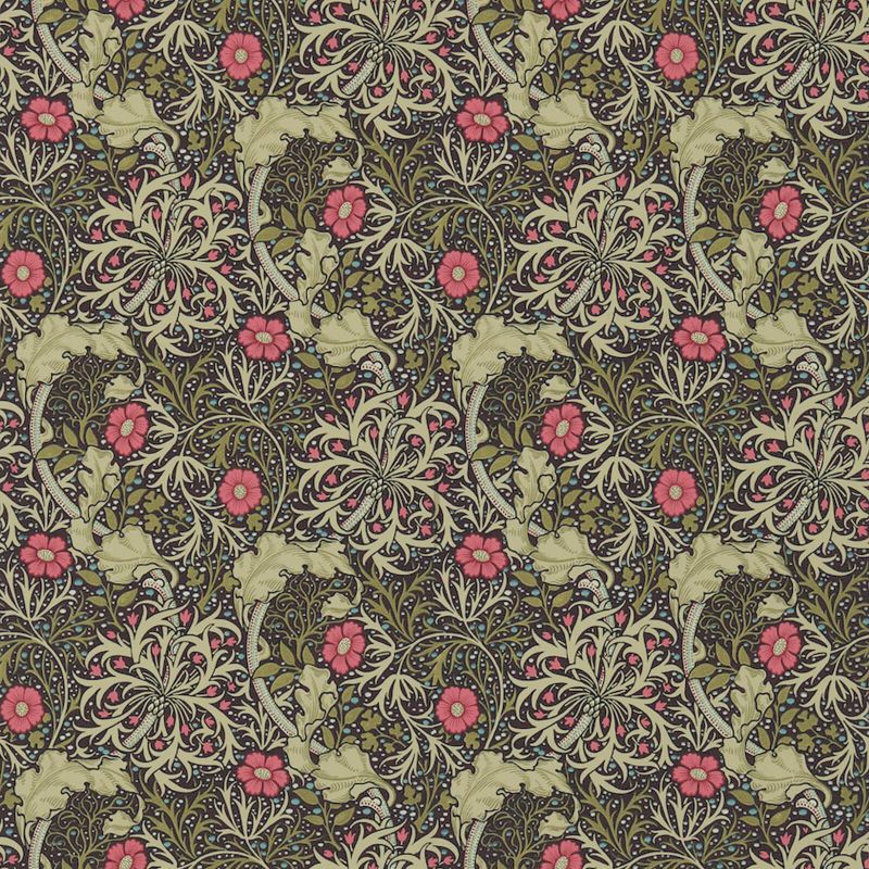 Morris Seaweed Wallpaper Poppy Ebony | William Morris