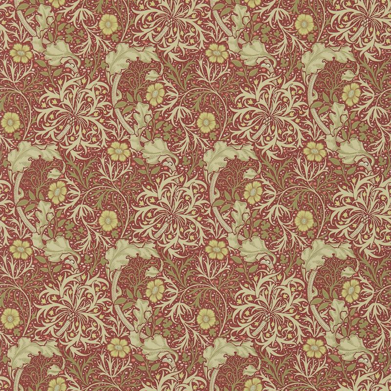 Morris Seaweed Wallpaper Gold Red | William Morris