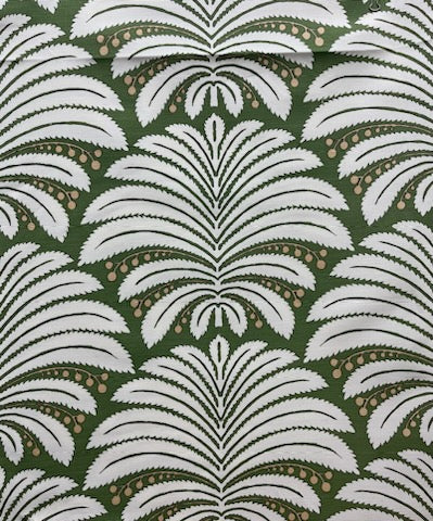 Palm Garden, Moss Green / Hazelnut on Tint Wallcoverings | Quadrille
