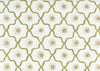 Longfellow, Moss Green Taupe on White Cotton