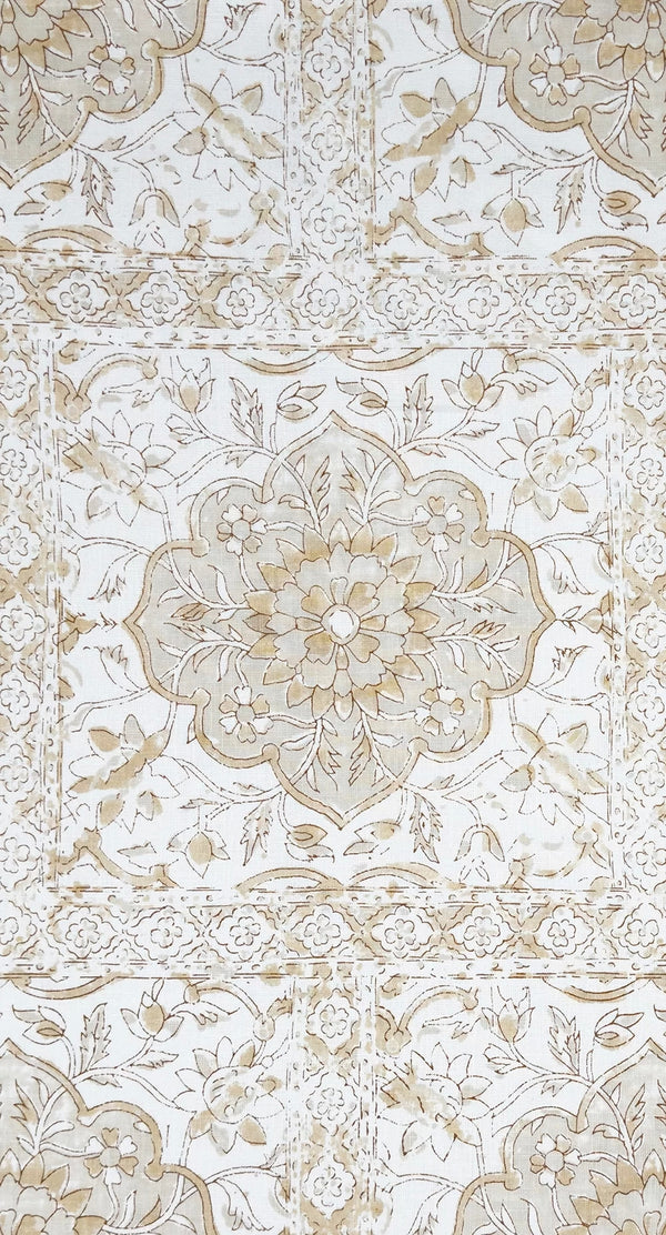 Multi Beige on Ivory Linen Wallcoverings | Home Couture
