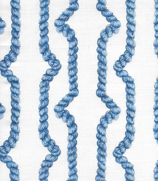 Regency Ropes, Multi Blue on White Wallcoverings | Quadrille