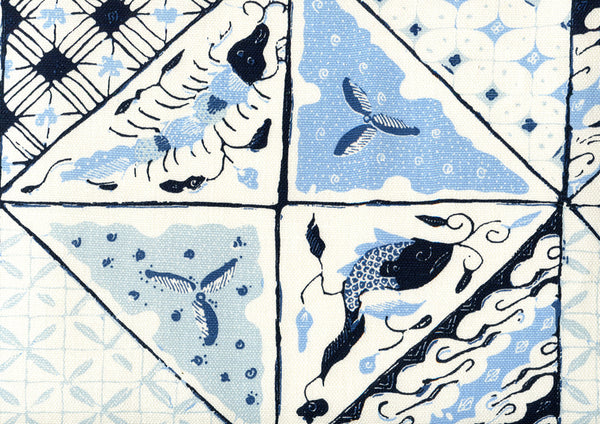 Sunnyjim Batik Multi Blues Classic Screen Printed Fabric | China Seas