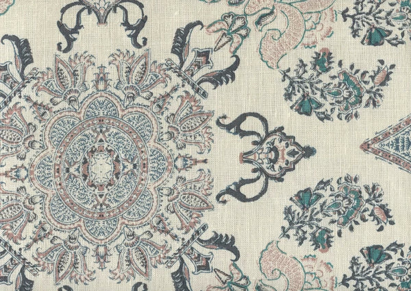 Multi Blues Pink Gold on Cream Wallcoverings | Home Couture