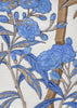 Enchanted Garden Bamboo, Multi Blues Taupe on White Linen Cotton