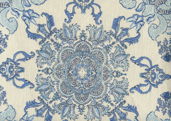 Multi Celeste Blue on Cream Wallcoverings | Home Couture