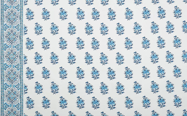 Multi French Blue on White Linen | Home Couture