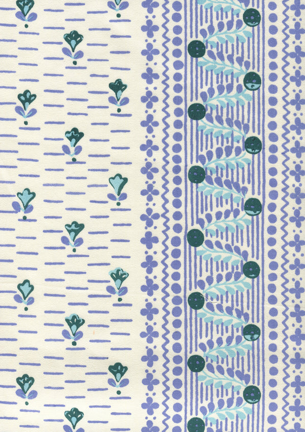Links II, Multi Green Lavender Periwinkle on Cotton Sateen Wallcoverings | Quadrille