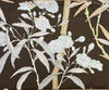 Enchanted Garden Bamboo, Multi Green Tan on Brown Linen