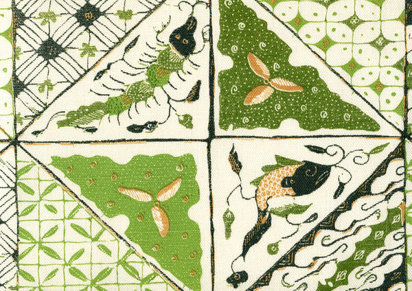 Sunnyjim Batik Multi Green Tan on Tint Screen Printed Fabric | China Seas
