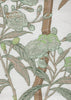 Enchanted Garden Bamboo, Multi Greens Taupe on White Linen Cotton