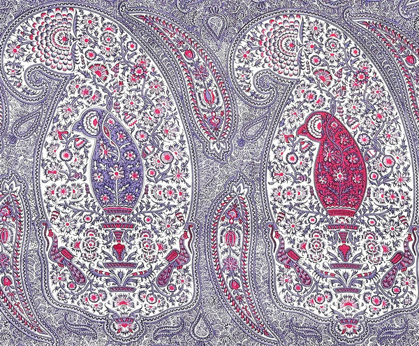 Rajah Paisley, Multi Lavender / Rouge on Linen Wallcoverings | Quadrille