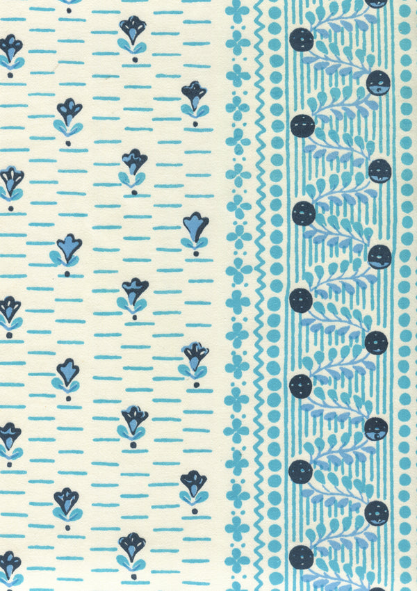 Links II, Multi Mojave Blue Turquoise on Cotton Sateen Wallcoverings | Quadrille