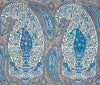Rajah Paisley, Multi New Blue on Linen