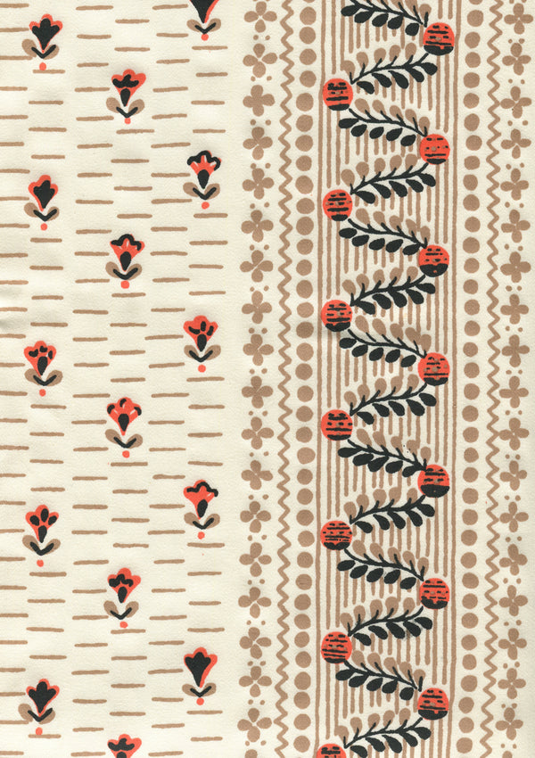 Links II, Multi Orange Taupe Black on Cotton Sateen Wallcoverings | Quadrille