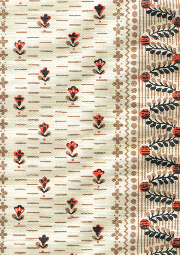 Links II, Multi Orange Taupe Black on Tinted Linen/Cotton Wallcoverings | Quadrille