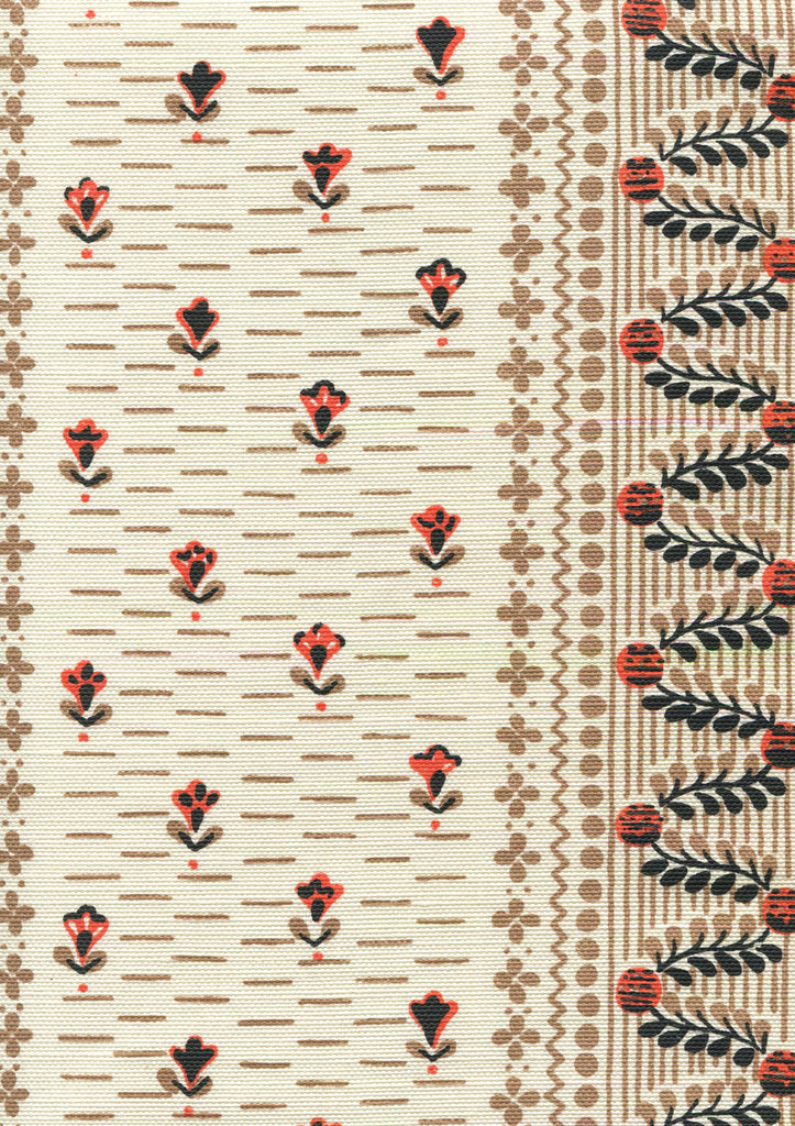 Links II, Multi Orange Taupe Black on Tinted Linen/Cotton