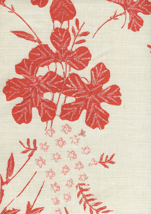 Peacock Floral Multi Oranges on tint Screen Printed Fabric | China Seas