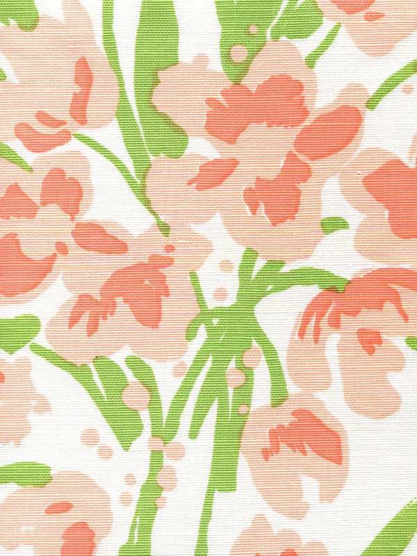 Tulips Multicolor, Multi Peachgreen on White Fabric | Quadrille